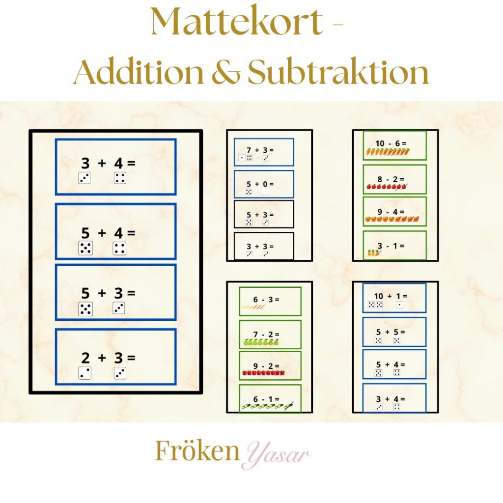 Mattekort – Addition och subtraktion med visuellt stöd