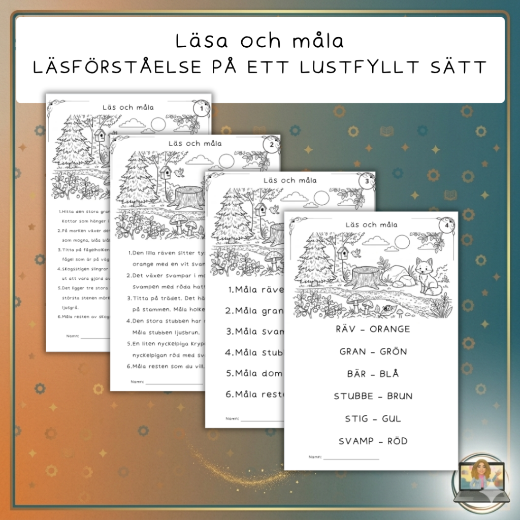 Läs, rita och måla i skogen (anpassat för ALLA i klassen) 🦊🖍️