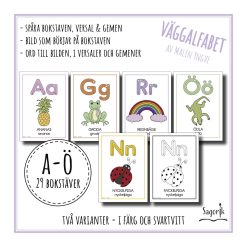 Väggalfabet till klassrummet – versaler och gemener A-Ö