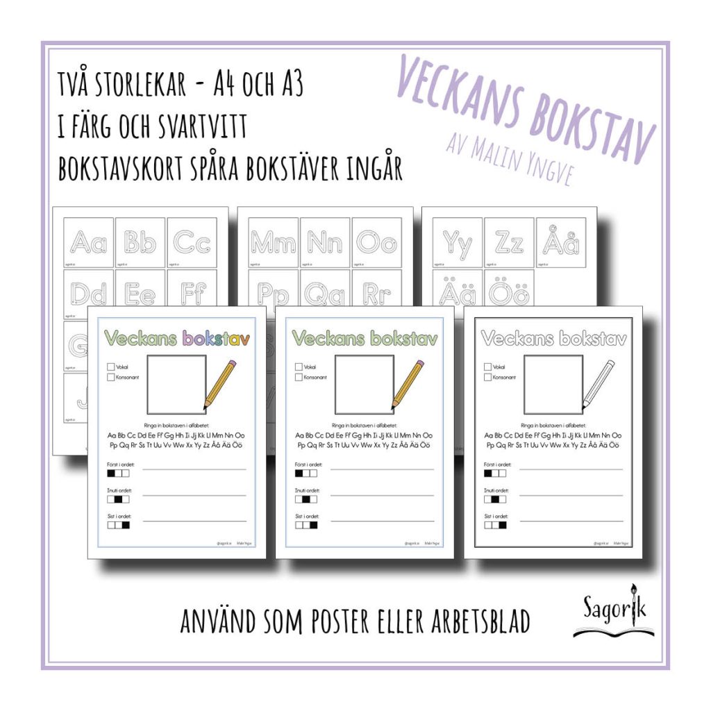 Veckans bokstav poster (A4 och A3)