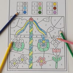 Midsommar färglägg efter kod - Siffror 1-9