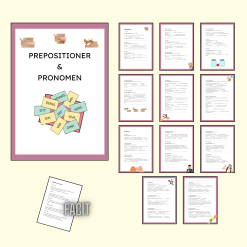 Häfte/arbetsblad: prepositioner & pronomen (med facit)
