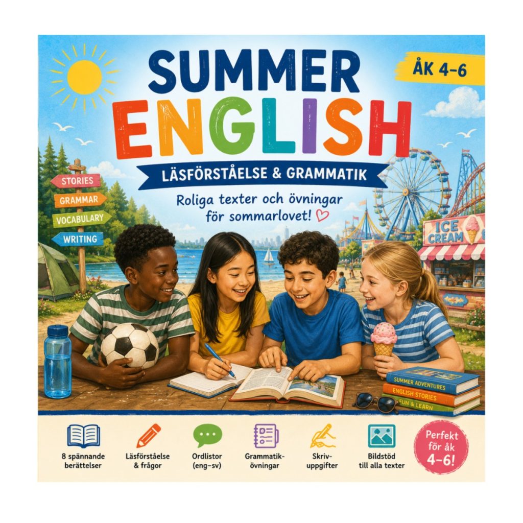 Summer English – Läsförståelse och Grammatik med bildstöd för åk 4–6