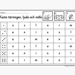 Kasta tärningen, ljuda/läs och måla