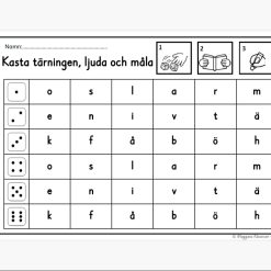 Kasta tärningen, ljuda/läs och måla