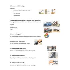Instuderingsfrågor + prov – Enkla mekanismer och transporter (med bildstöd)