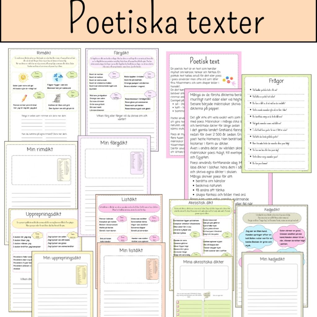 Poetiska texter- olika typer av dikter