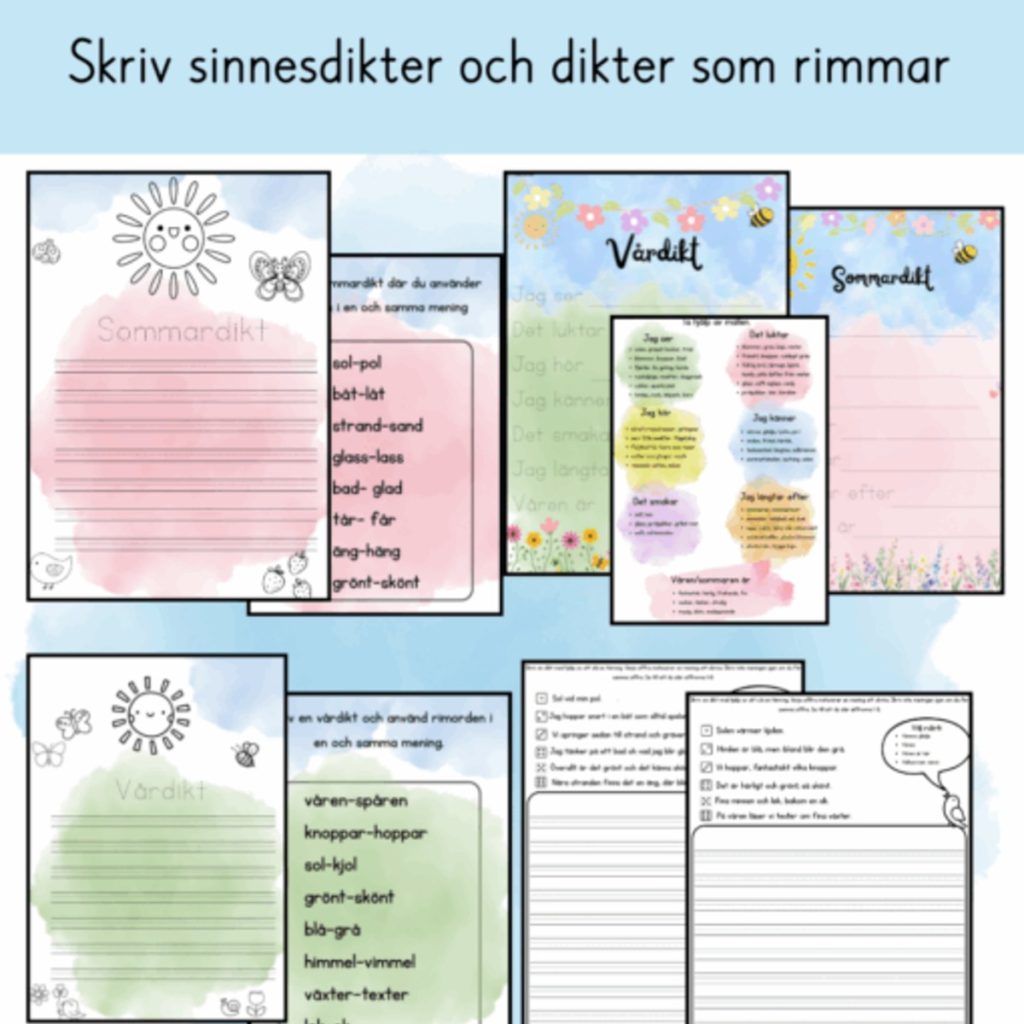Öva på att skriva sommar och vårdikter stegvis-rimdikter och sinnesdikter