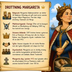 Medeltidens drottning Margareta och Kalmarunionen. En Powerpoint och en PDF i samma paket.