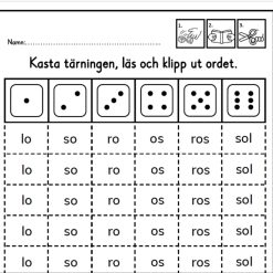 Kasta tärningen, ljuda/läs och klipp