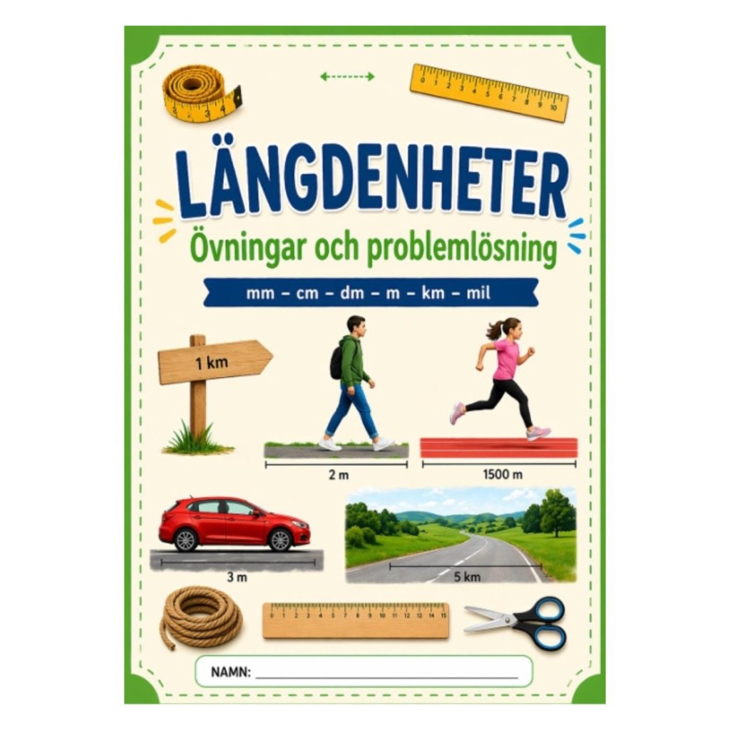 Längdenheter – övningar och problemlösning (mm–mil, nivå A & B) med bildstöd