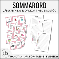 Sommarord: (Ordkunskap, välskrivning, memory)