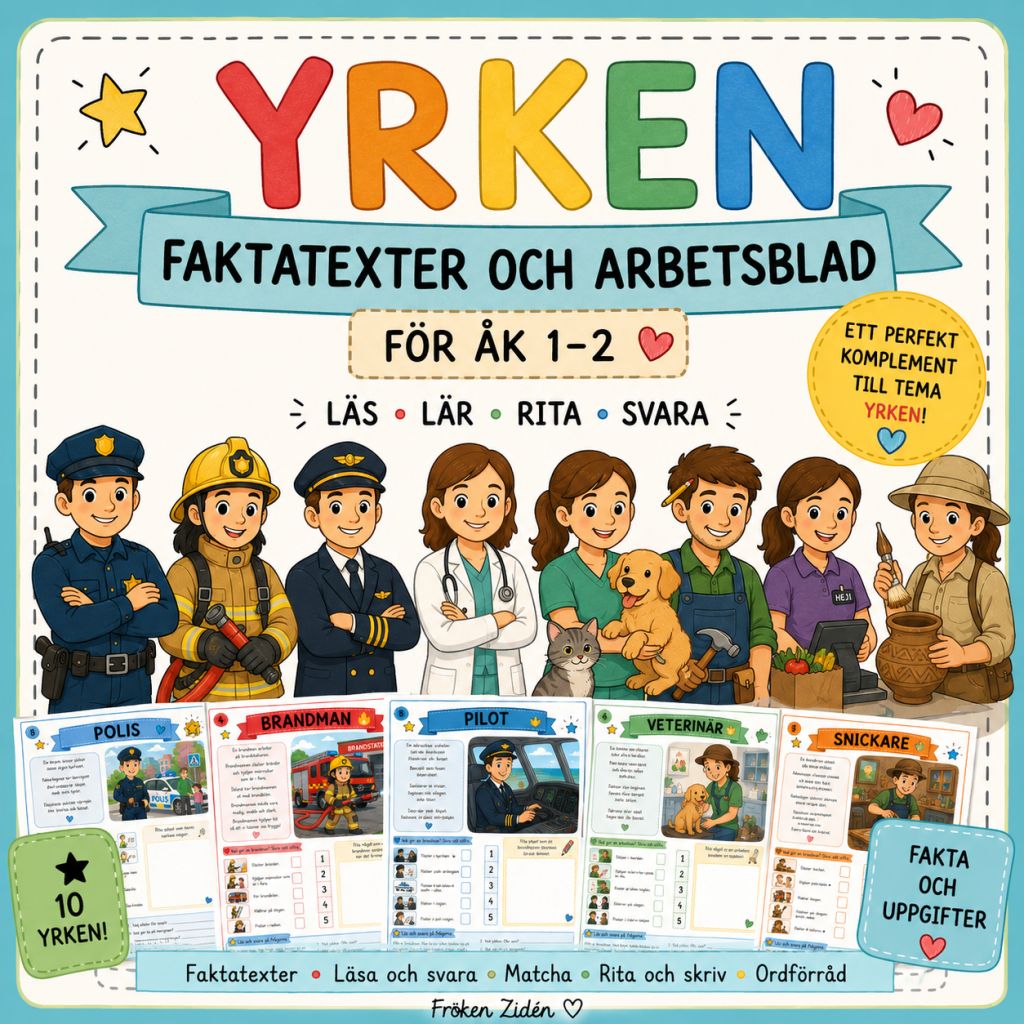 Yrken – faktatexter och arbetsblad för åk 1–2