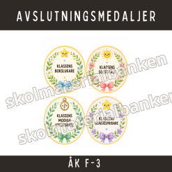 Somriga avslutningsmedaljer & diplom för F–3