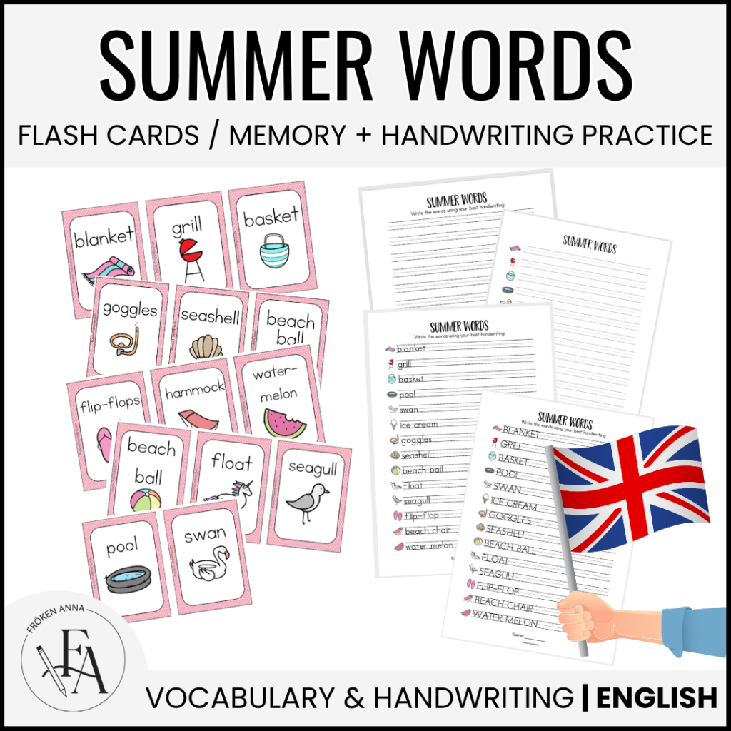Summer words: (Ordkunskap, välskrivning, memory)