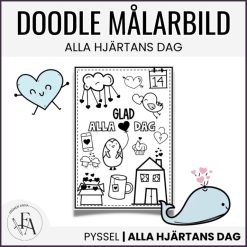 Målarbild doodle alla hjärtans dag
