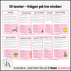 Läsförståelse 10 texter | Tema Sommar