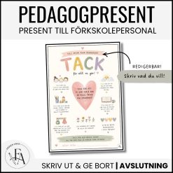 Pedagogpresent – Tackkort / Poster till förskolepersonal