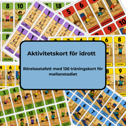 Aktivitetskort för idrott – Rörelsestafett i lag med 126 kort