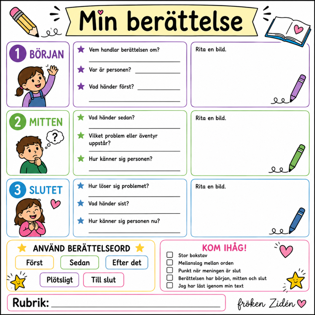 ✨ Stödstruktur för berättande text – nu ännu tydligare för de yngre eleverna! ✨