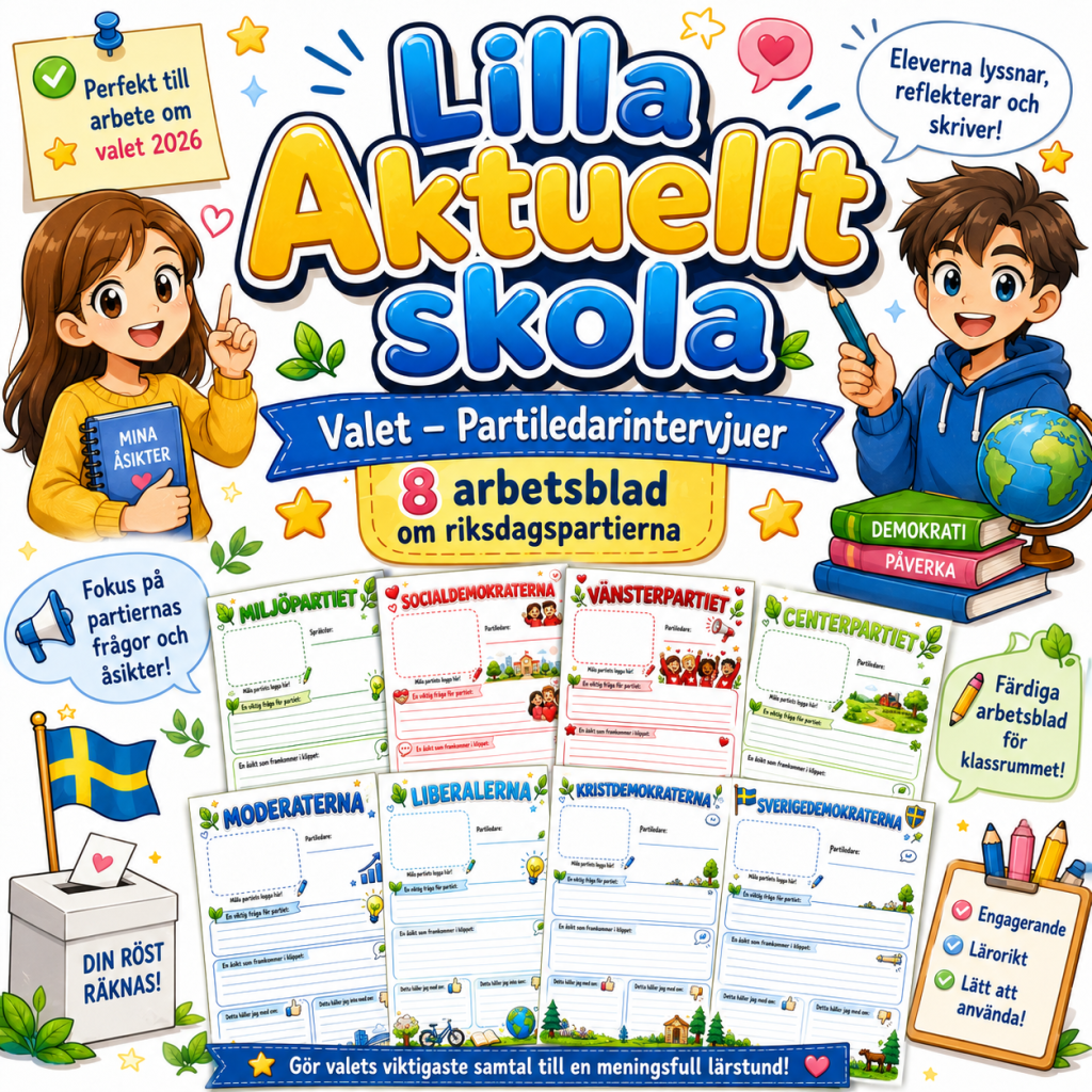 Lilla aktuellt skola – valet: Partiledarintervjuer – arbetsblad