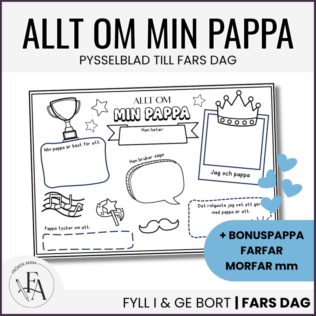 Fars dag: Allt om min pappa / bonuspappa / morfar / farfar