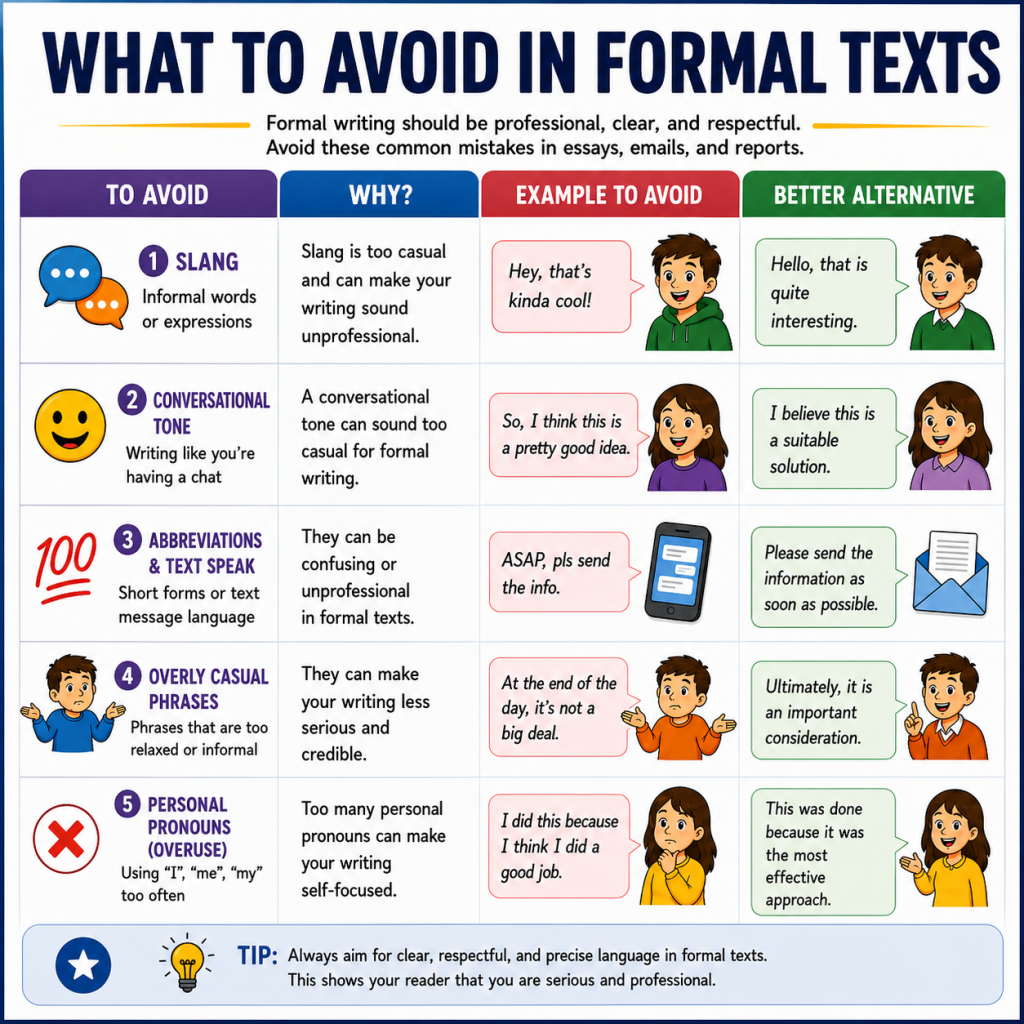 WHAT TO AVOID IN FORMAL TEXTS