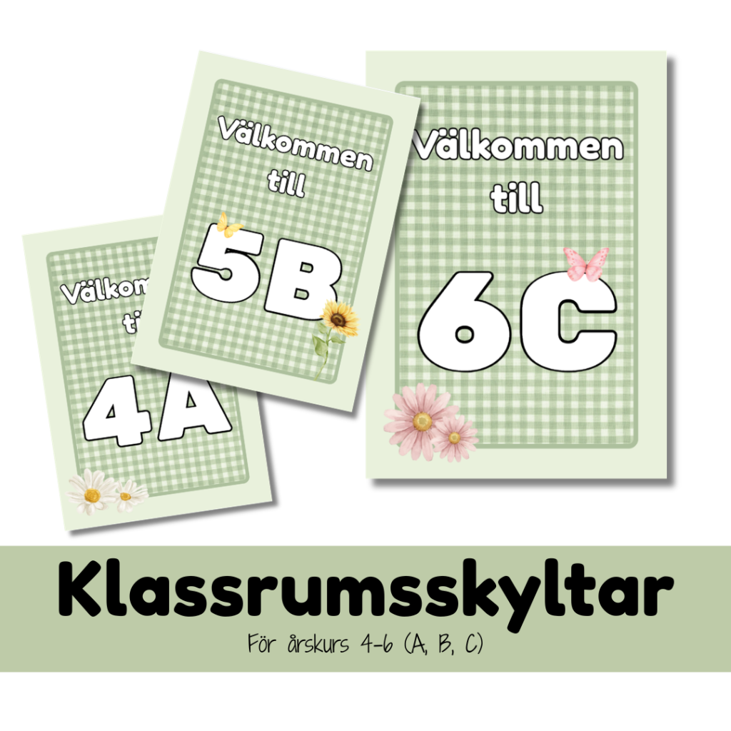 Välkommenskyltar till klassrummet: Årskurs 4–6
