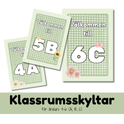 Välkommenskyltar till klassrummet: Årskurs 4–6