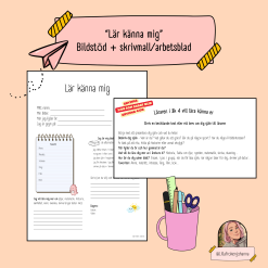 Lär känna mig - bildstöd med förslag + skrivmall/arbetsmaterial