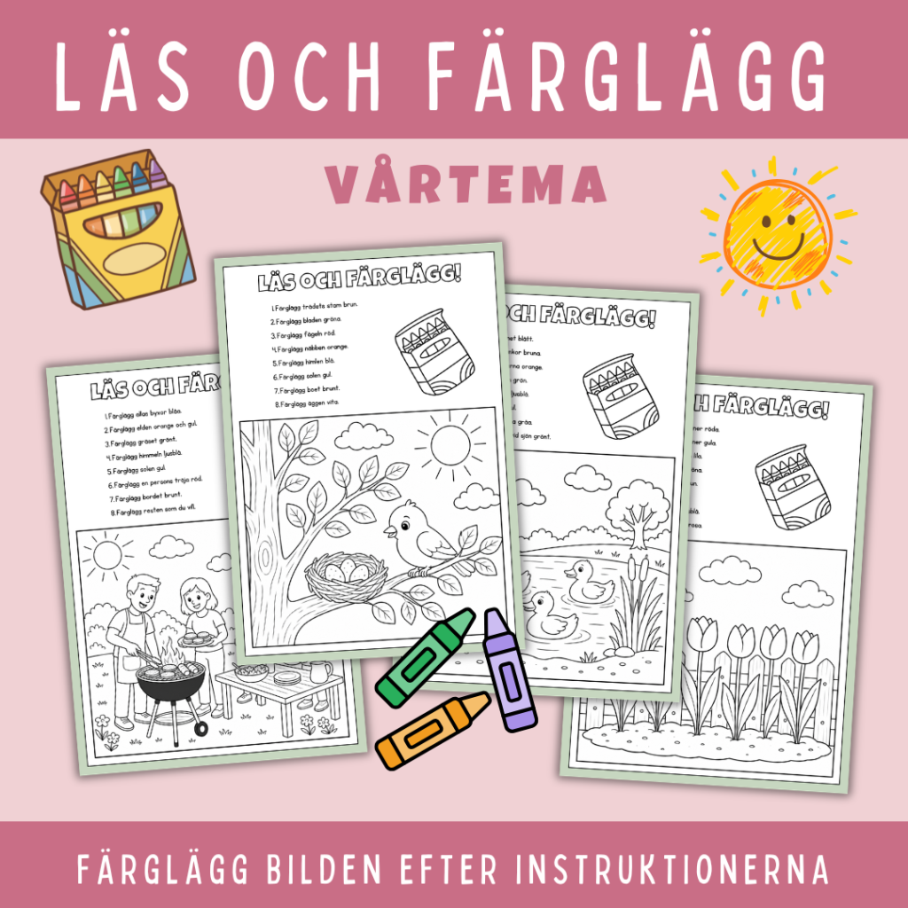 Läs och färglägg, vårtema