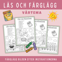 Läs och färglägg, vårtema