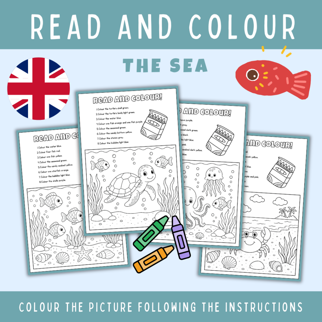 Read and Color, ocean animals