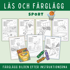 Läs och färglägg, sporttema