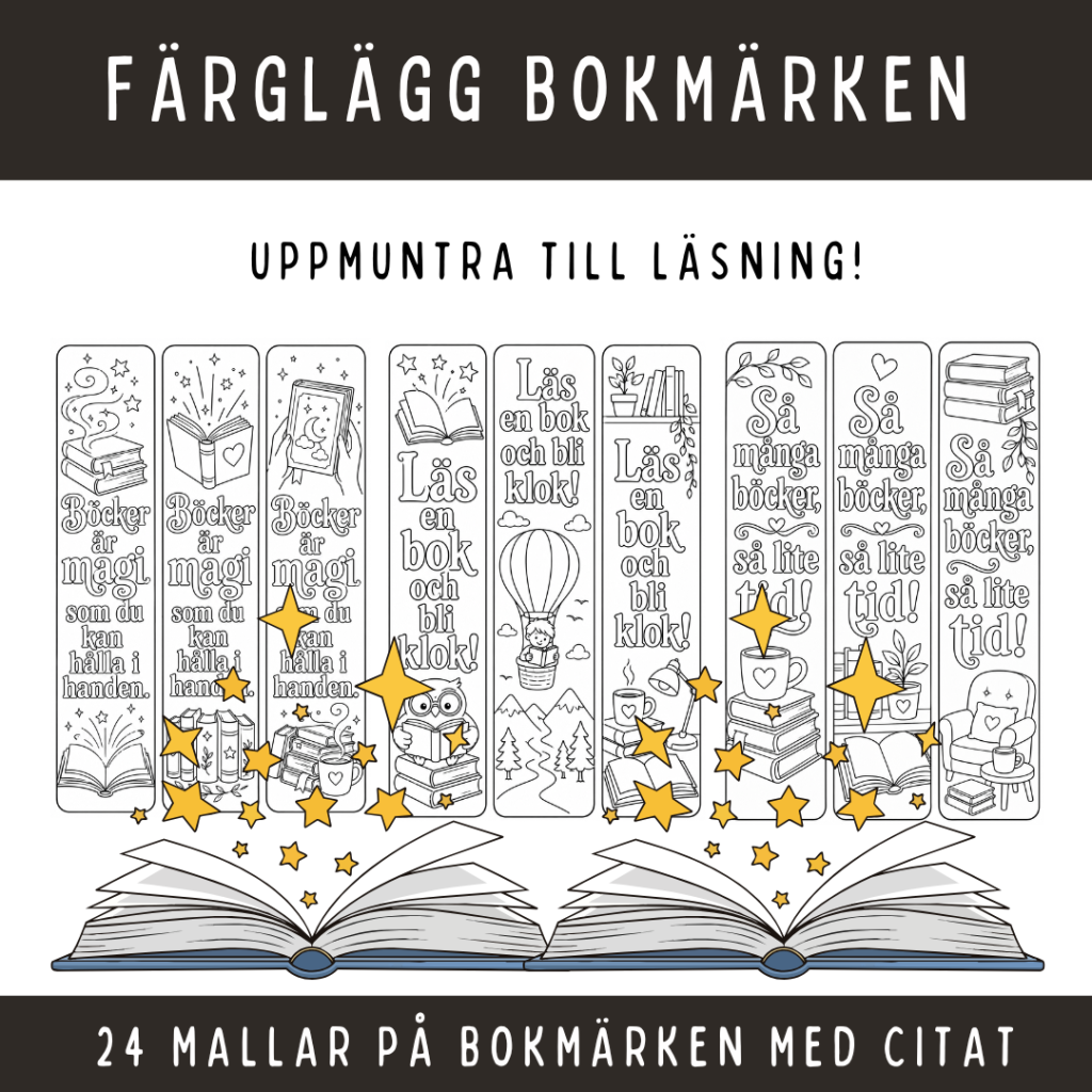 Färglägg bokmärken, 24 mallar