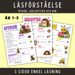 Läsförståelse om myror, igelkottar och bin