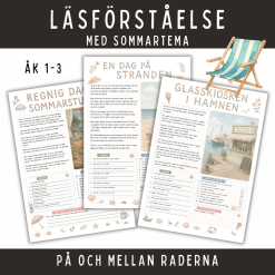 Läsförståelse med sommartema, på och mellan raderna, 3 sidor