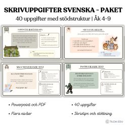 Skrivuppgifter i svenska – Paket med 40 uppgifter och skrivstöd | Åk 4–9