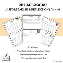 20 läsloggar | Läsförståelse & reflektion | Åk 4–9