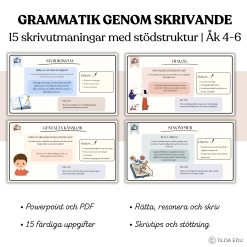 Grammatik genom skrivande - 15 skrivutmaningar med stödstruktur | Åk 4-6