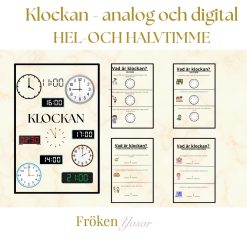 Klockan - analoga och digital (hel-och halvtimme)