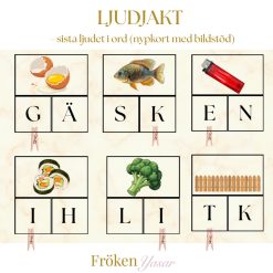 Ljudjakt – första och sista ljudet i ord (nypkort med bildstöd)