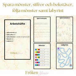 Spåra, skapa och upptäck – arbetshäfte för finmotorik, bokstäver, siffror och mönster