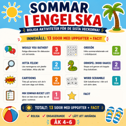 Engelska sommaruppgifter åk 4-6 - Perfekt för sista veckan