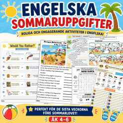 Engelska sommaruppgifter åk 4-6 - Perfekt för sista veckan