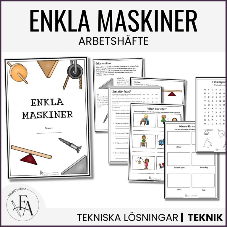 Enkla maskiner: Arbetshäfte (läsförståelse och uppgifter)