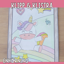 Enhörningstavla - Klipp, färglägg och skapa