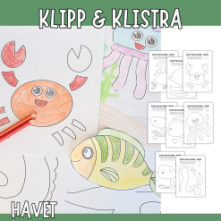 Havsdjur - Klipp, färglägg och skapa