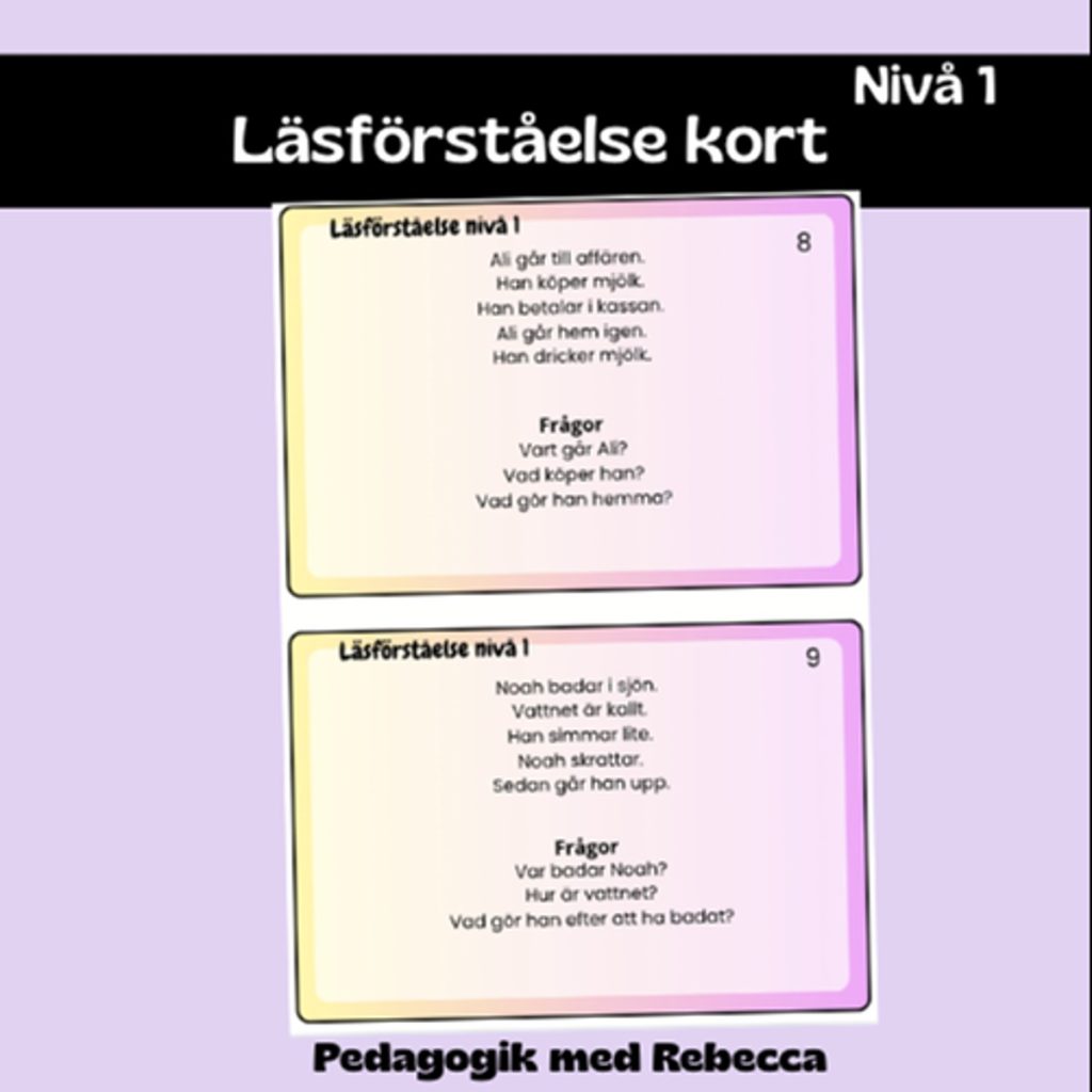 Läsförståelse kort NIVÅ 1