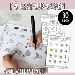 Restaurangaktiviteter för barn - 30 sidor med spel, pyssel och kluringar